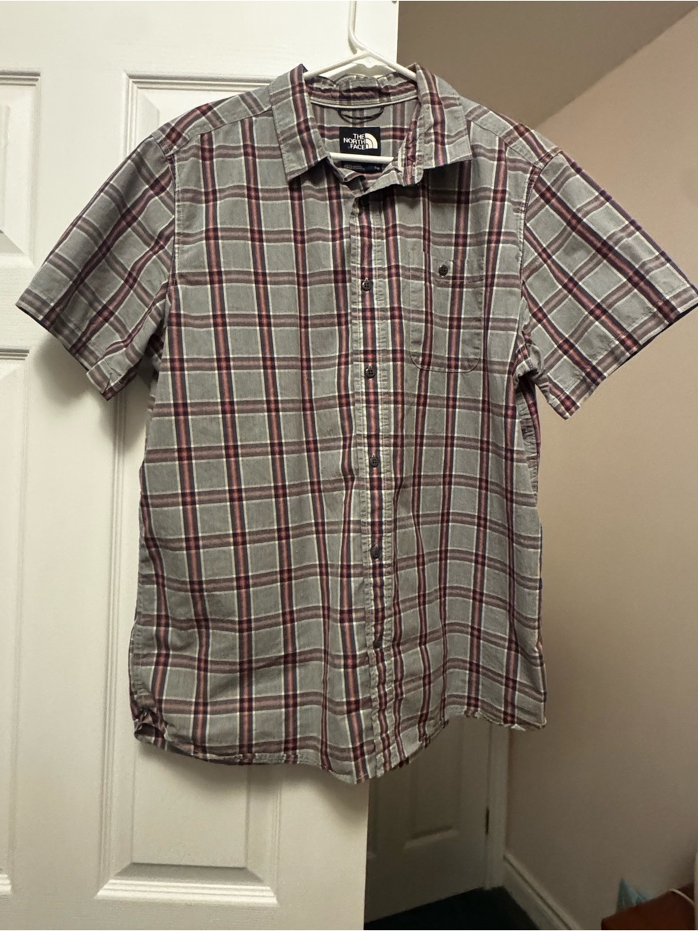 The North Face Plaid Short Sleeve Button Up Shirt XL 100% Cotton Outdoor Hiking - Picture 10 of 12